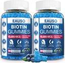 (2 Pack) Biotin Gummies 10.000mcg for sunn hår, hud og negler for voksne - 120 gummier Vitamin - Vegan, ikke-GMO, Pectin-basert hår helse Supplement