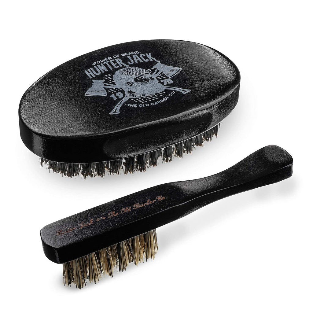 Skjeggbørste for menn - Naturlig Boar Bristle Skjeggbørstesett - Mustache Brush for menn - Premium Grooming Set av Hunter Jack