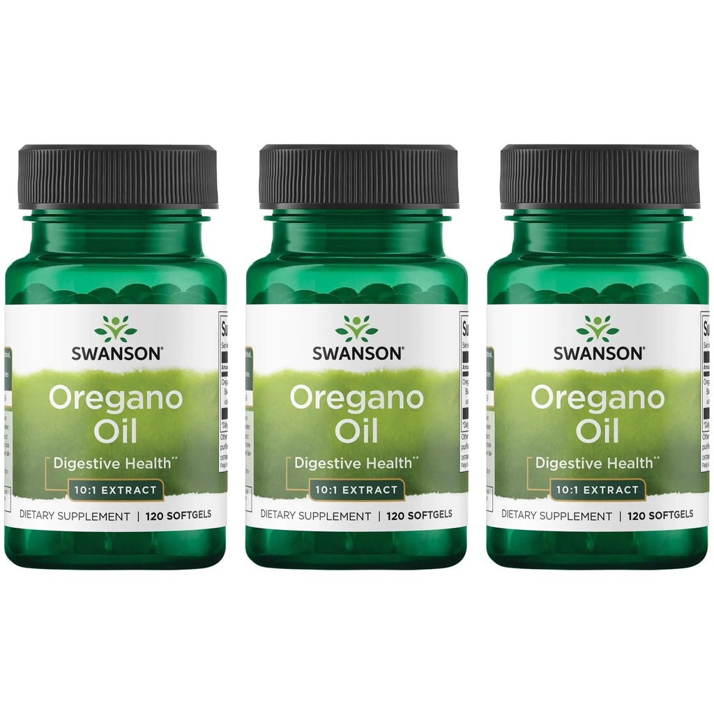 Swanson Oregano Oregano Oil 10:1 Ekstrakt - Naturlig Supplement Fremme Digestive Helse og Respiratorisk Support - Støtter Gastrointestinalt System & Urin Tract Helse - (120 Softgels, 150 mg Hver) (3 Pack)