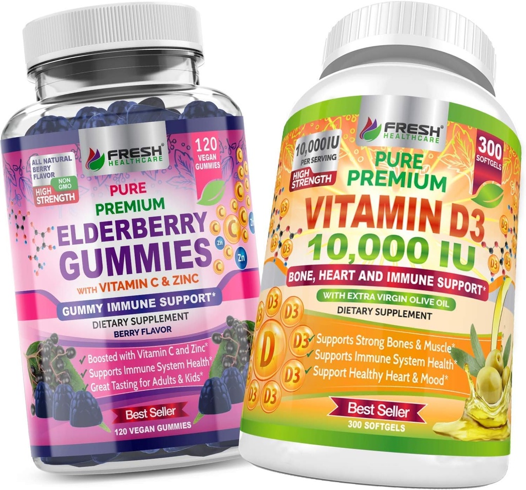 FRESH HealthyCARE Elderberry Gummies og vitamin D - Bundle