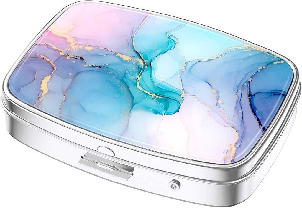 Nipichsha Pill Box, Lille Pill Case for Purse & Pocket, Søt reisemedisinorganisator, Bærbar medisin Container Holder å holde vitaminer, medisinering, fiskeolje og kosttilskudd, Fargerik Marble