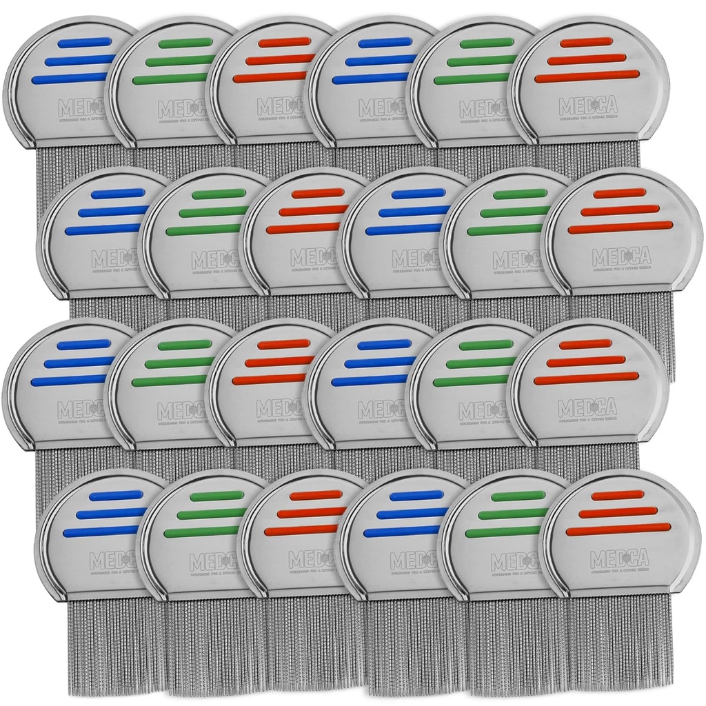 Lice Comb - (pakke med 24) hodelus behandling som er individuelt pakket profesjonelt rustfritt stål louse og nit Combs fjerner egg med avrundede tips til komfort