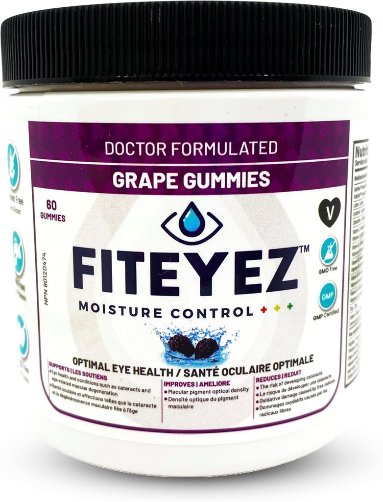 Øyevitaminer Gummier - Astaxanthin, Lutein og Zeaxanthin Kosttilskudd - 11 Essential Okulære Næringsstoffer - Ikke-GMO og Glutenfri Supplement - Inkluderer vitamin E, B1, B6, B9 & B12-60 Gummies