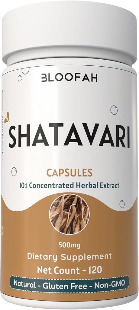 Shatavari Capsules 500mg Konsentrert 10:1 Ekstrakt | Asparges racemosus Root Herbal Supplement | Ikke-GMO, Glutenfri, Tradisjonell Herbal Formula (120 Count (Pack of 1))