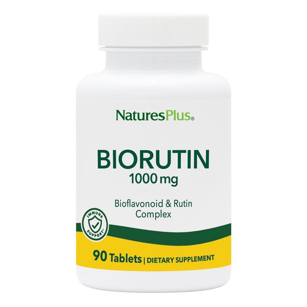 Natures Plus Biorutin 1000 mg - 90 tabletter - Bioflavonoid & Rutin Complex - støtter vaskulær funksjon og sirkulasjon - Vegetarisk, Glutenfri - 90 Services