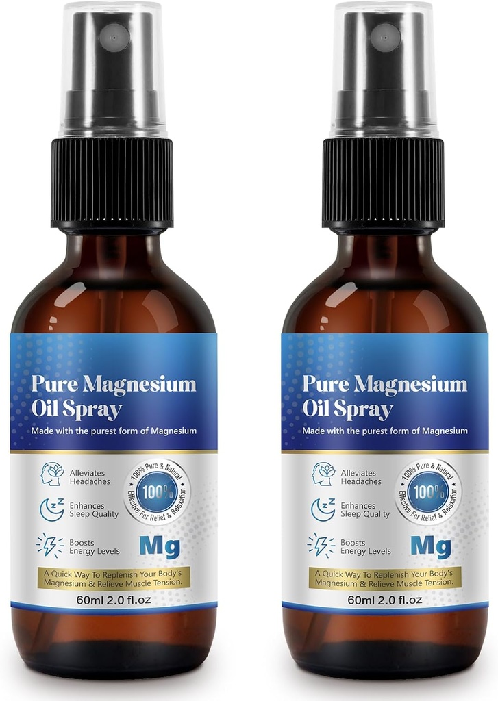 Generic 2 Fl Oz Magnesium Olje Spray - Ren og organisk - høy konsentrasjon Magnesium - Ikke-GMO, Glutenfri - Lett å Absorb - 2pc