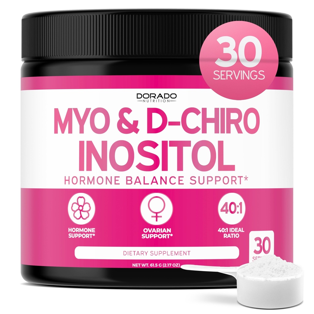 Myo-Inositol & D-Chiro Inositol Supplement pulver (2050mg per servering ideell 40:1 Ratio Myo Inositol,30 dagers forsyning) For hormonbalanse for kvinner & ovarian helse - tredjepart testet, Vegan & USA laget