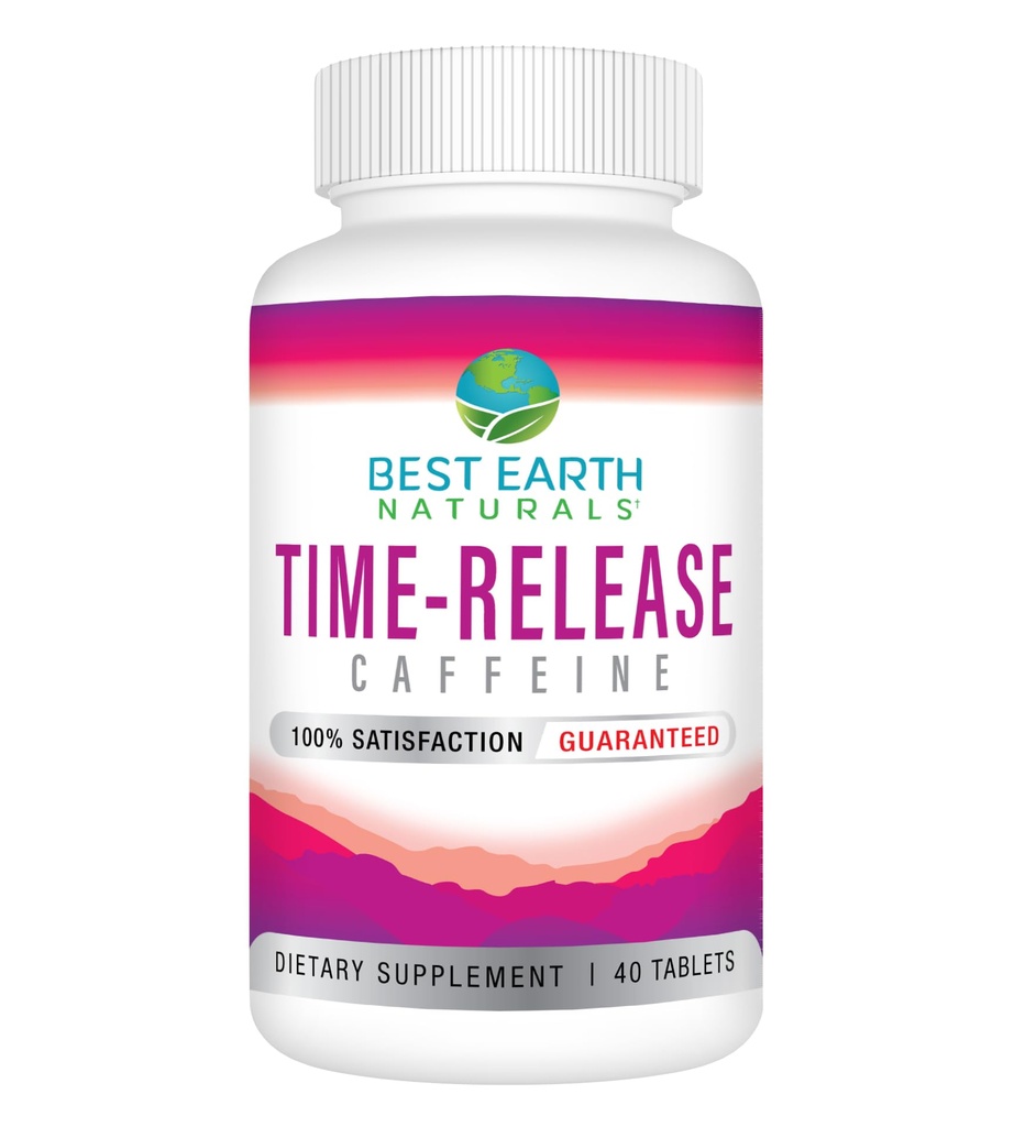 Beste Jord Naturals Time Release Kaffe med L-tyrosin, vitamin B6, vitamin B12, Thiamin og mer - Energitilskudd for kvinner og menn - 40 greve