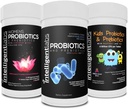 Intelligent Labs 3-i-1 Probiotika med prebiotika Bundle for hele familien: barn + voksen 50 milliarder CFU + kvinners probiotika, ingen kjøleskap nødvendig, 2 måneders forsyning per flaske