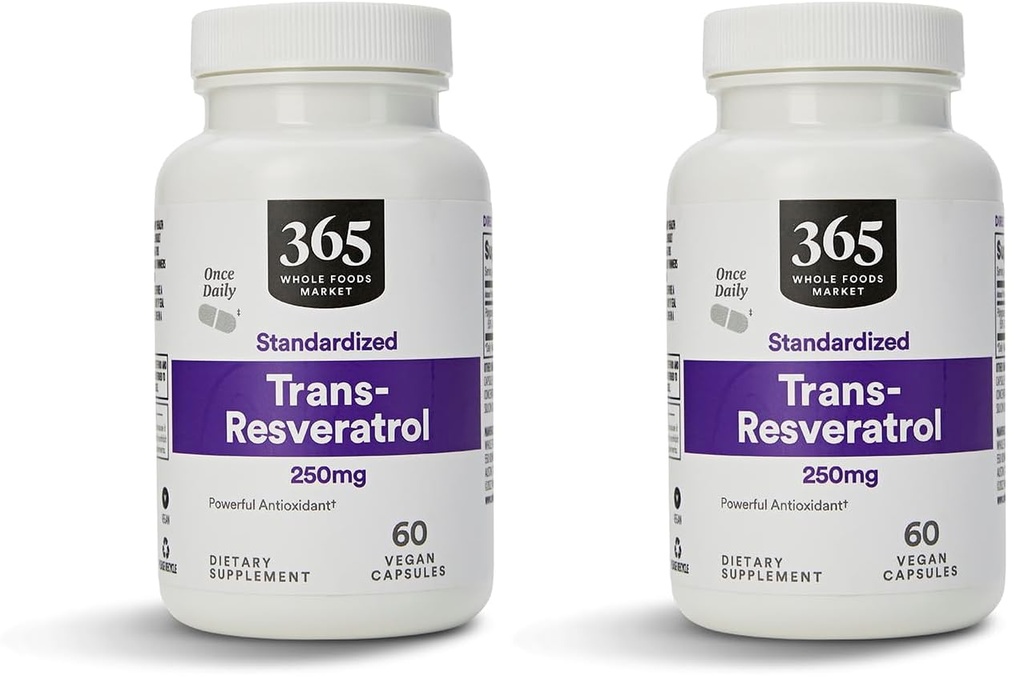 Hele matmarked, Transresveratrol 250Mg, 60 Vegg kapsler (pakke med 2)