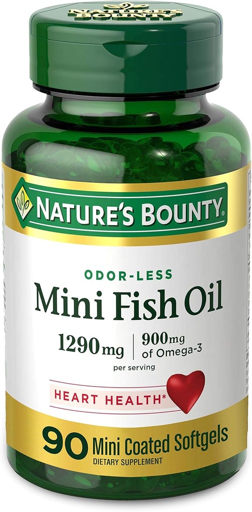 Naturens Bounty Mini Fish Oil, 1290mg, 900mg Omega-3, 90 Softgels