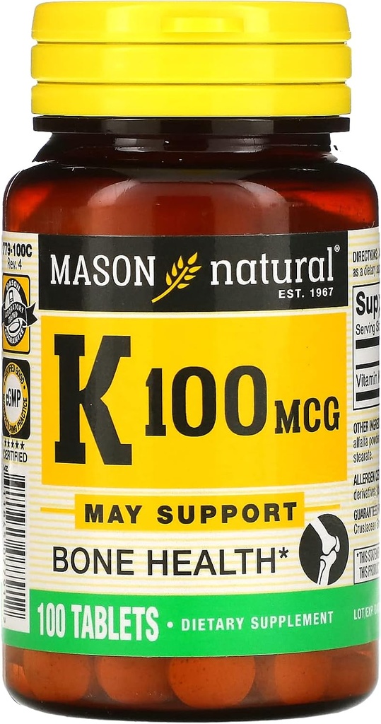 MASON NATURAL vitamin K, 100 mg, 100 tabletter