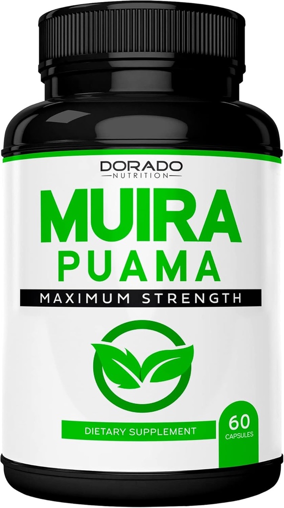 Muira Puama Root Extract 1000mg for menn og kvinner - Premium Capsules - 60 Count - Zero Fillers - Tredje Pary Testet - Glutenfri og ikke-GMO - USA laget - Kvalitetsgaranti - Testet for styrke & renhet