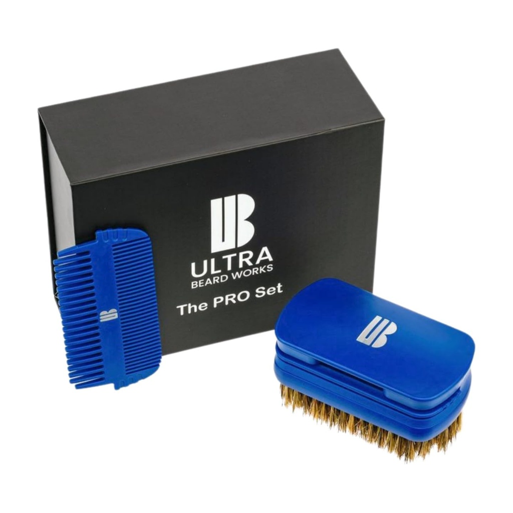 Magnetisert 'Pro' Beard Kit - Ultimate 3-i-1 avtakbart sett med speil, boar brudebørste og to Combs