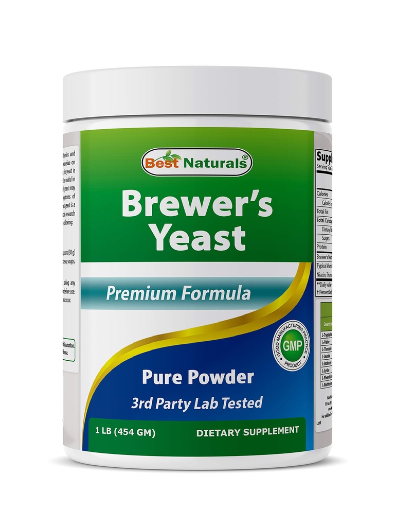 Beste Naturals 100% Pure Brewers Yeast Powder - 16 oz - Støtter for økt brystmelk forsyning under amming, laktasjon, digestiv helse