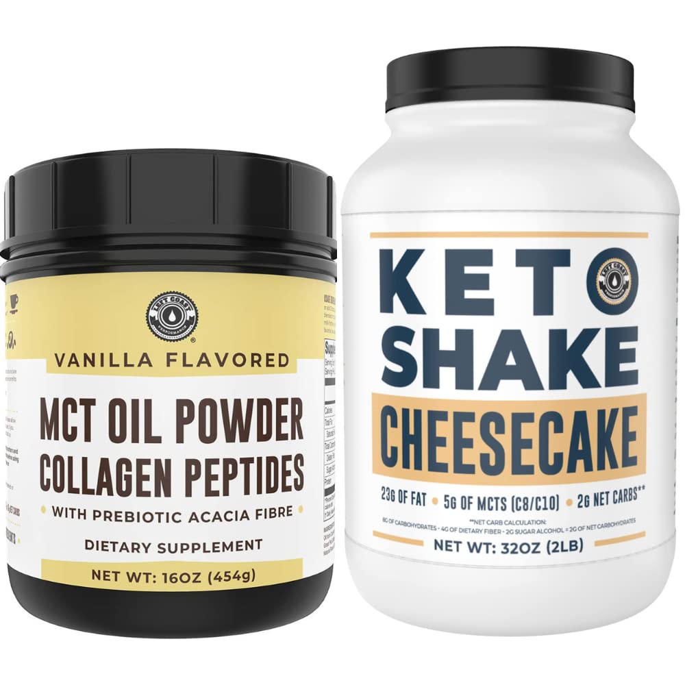 Left Coast Performance Keto MCT Powder + Collage og Keto Cheesecake Måltid Erstatning