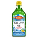 Carlson - Cod Liver Oil 1100 mg Omega-3s Plus vitaminer A & D3, Wild Caught Norsk Arktis, Sustainablely Sourced Nordic Fish Oil Liquid, Lemon, 500 ml (16,9 Fl Oz)