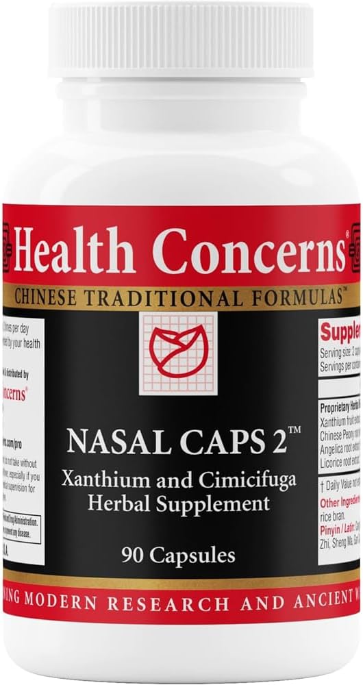 Helse Bekymring Nasal Caps 2 – Sinus & Nasal Støtte Supplement – Nese Congestion & Sinus Pressure Support – Tradisjonell kinesisk Formula med Xanthium, & Cimicifuga – 90 Kapsler