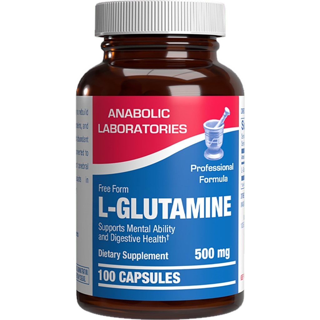 Free Form L-Glutamin Supplement - klinisk L Glutamin Kapsler 500mg for Gut Helse og immun støtte - kraftig Aminosyre Glutation Precursor - Ikke-GMO og laget i USA - 100 Services
