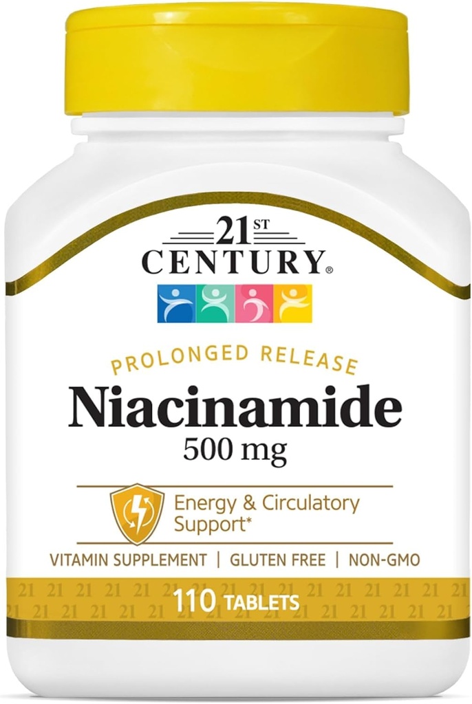 21st Century Niacinamide 500 mg tabletter Forlenget release - 110 ct, pakke med 2