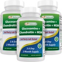 Best Naturals, Glucosamine Chondroitin og MSM Joint Supplements, 2600 mg per servering, (180 greve (Pack of 3))