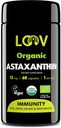 LOOV Naturlig organisk astaxanthin 12 mg – 60-dagers forsyning – Max styrke antioksidant – øye, ledd, hud, immunitet – fra mikroalgae – ikke-GMO, vegansk, bærekraftig