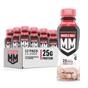 Muskelmelk Ekte Shake, Jordbær, 11.16 Fl Oz flasker (pakke med 12)