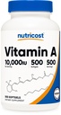 Nutricost vitamin A 10 000 IE, 500 Softgel kapsler