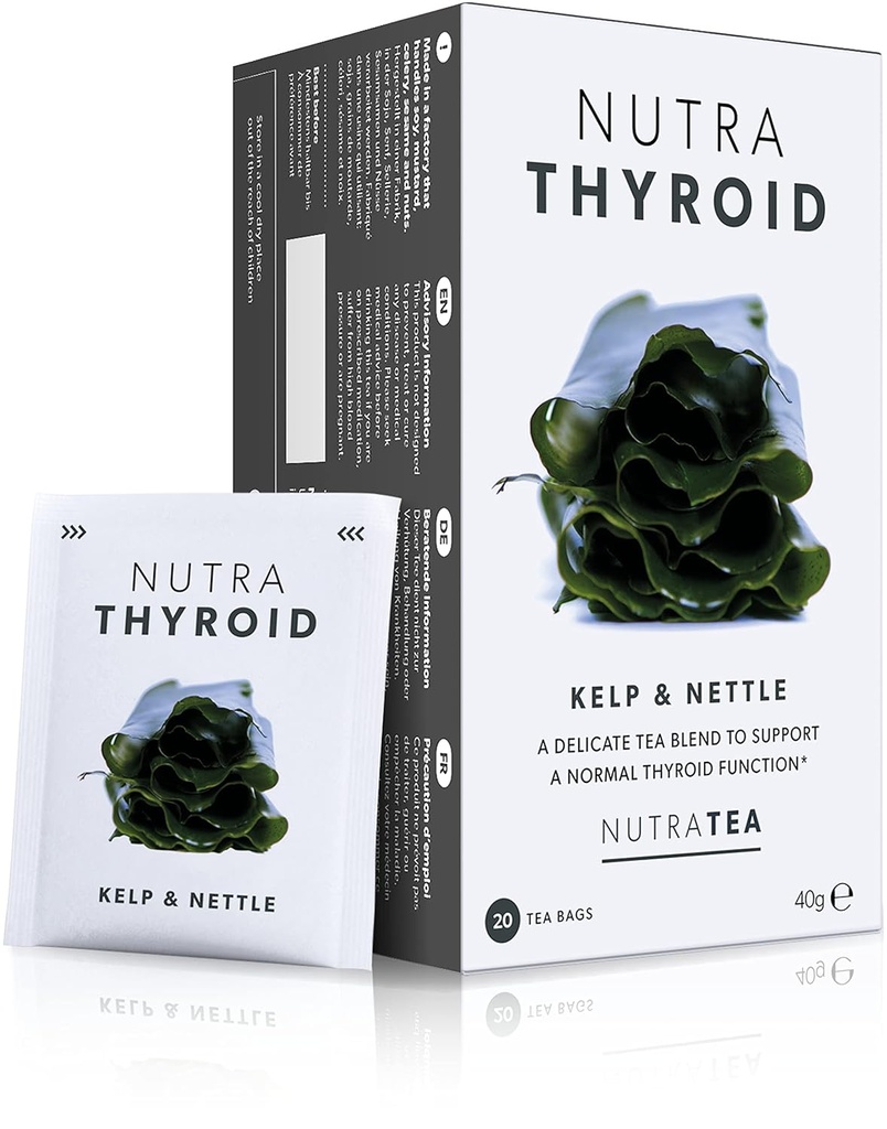NUTRATHYROID - Thyroid støtte te | Thyroid helsete - støtte din metabolisme og Thyroid funksjon - 40 konvolutterte te poser - av Nutra Te - Herbal Te - (2 pakke)
