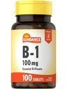 Sundance Vitamin B-1 100 mg | 100 tabletter | essensielle vitamin Supplement | Vegetarisk, ikke-GMO, og glutenfri formel