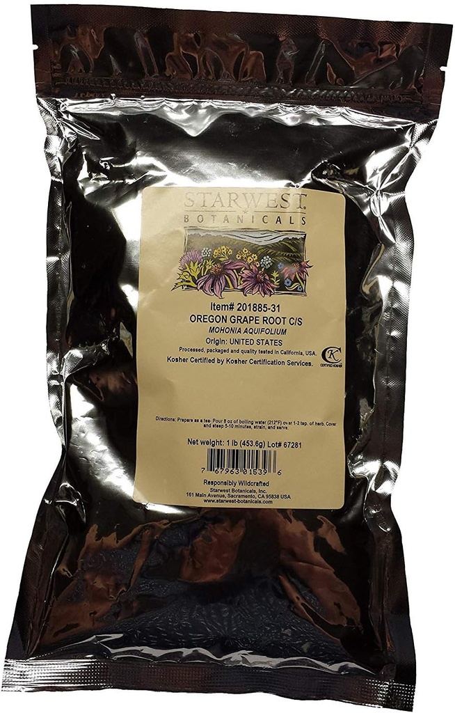 Oregon Grape Root C/S Wildcrafted - Mohonia akifolium, 1 lb, (Starwest Botanicals)