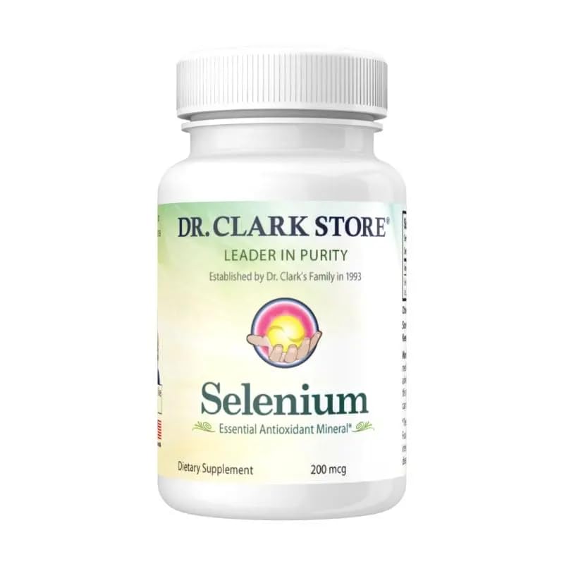 Dr. Clark Selenium Supplement 200 Mcg - Dietariske kapsler med essensielt mineral - forbedrer Thyroid funksjon, immunstøtte - 100 kapsler