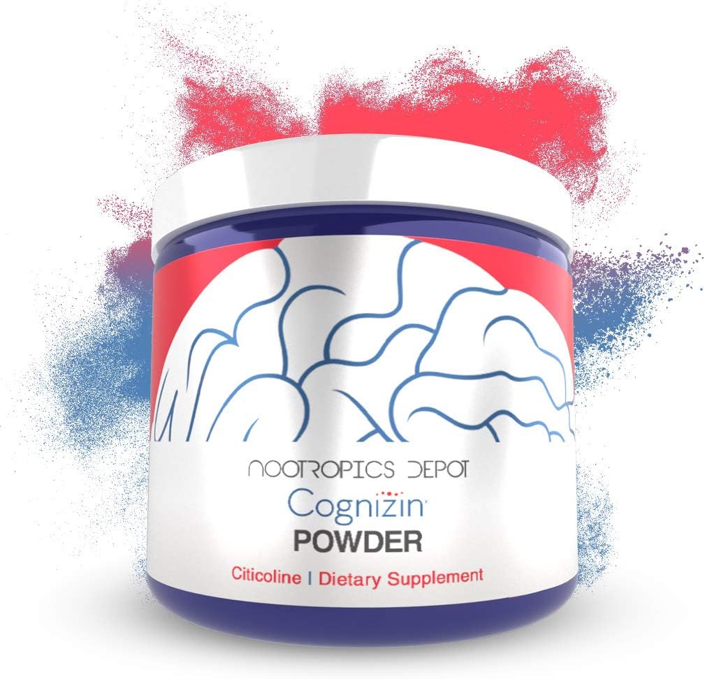 Nootropics Depot Cognizin Citicolin pulver | 60 gram Choline Supplement | Brain Health Supplement | Støtter minne og kognitiv funksjon | støtter oppmerksomhet, fokus og minner