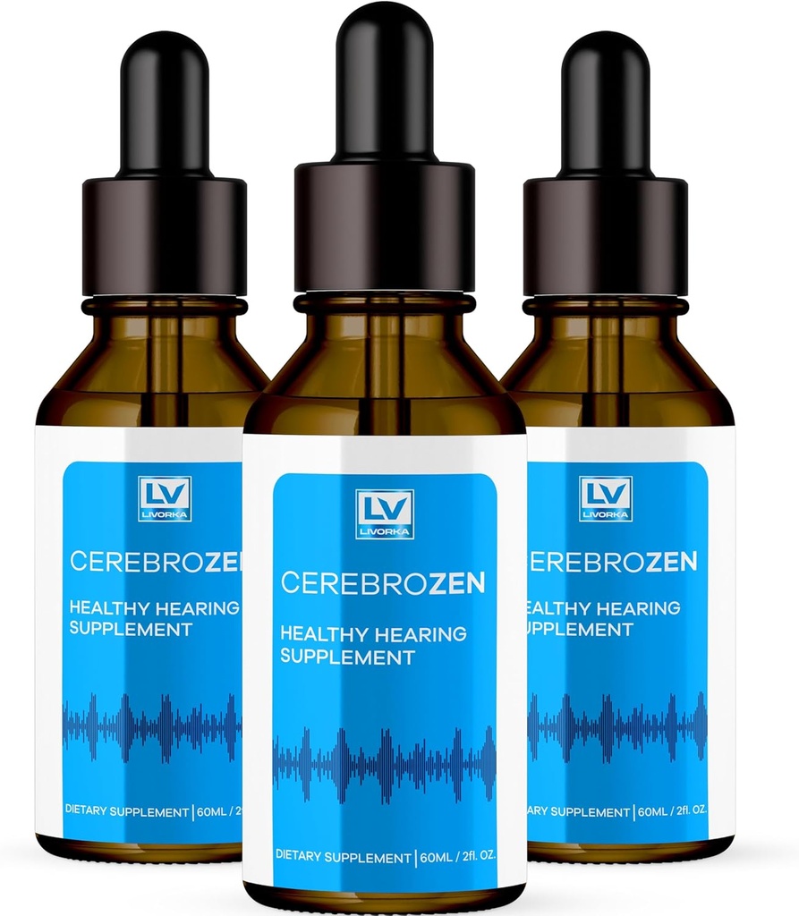 3 Pack - Cerebrozen Ear Drops - Cerebrozen, Cerebrozen 24, Cerebrozen 360 Hearing Support, Cerebrozen Drops, Cerebrozen Liquid, Cerebrozen Drops for Ears, 3 flasker i 3 måneder