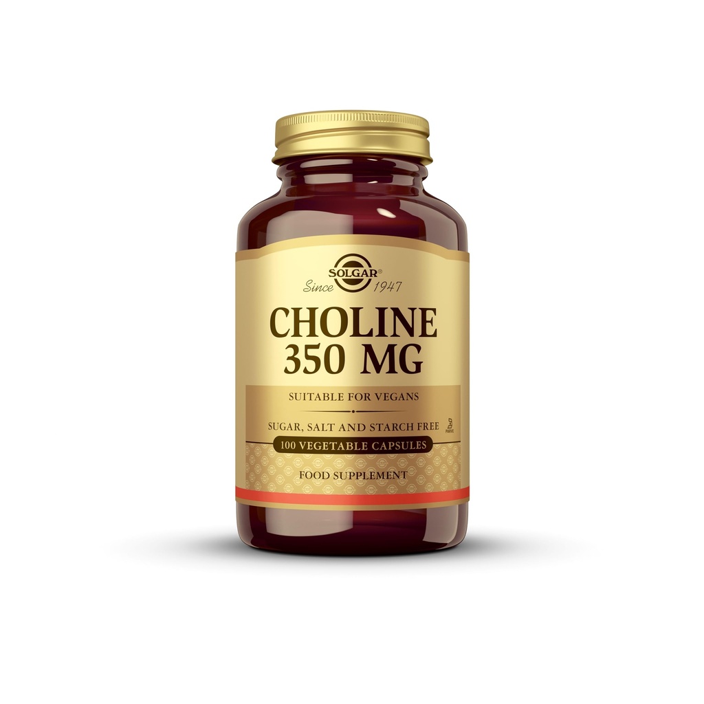 Solgar Choline 350 mg - 100 Grønnsaker Kapsler, Pakke med 2 - Ikke-GMO, Vegan, Kosher - 200 Total Services