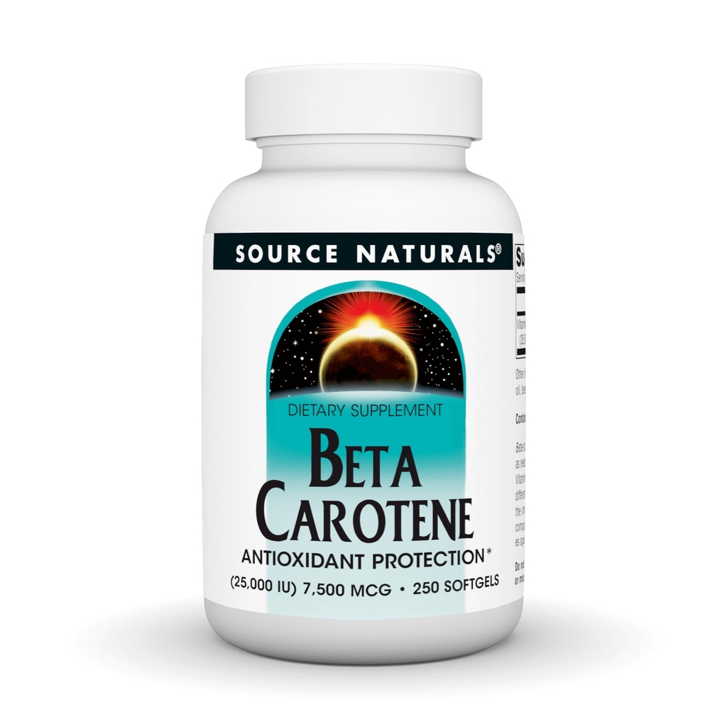 Kilde Naturals Beta Carotene 25000 iu antioksidant beskyttelse - konvertert av kroppen til vitamin A - 250 Softgels