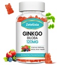 Ginkgo Biloba Gummies for kvinner og menn, Brain Supplement Forbedre bedre humør og fokus, Vegansk blandet Berry Flavor 60 Count
