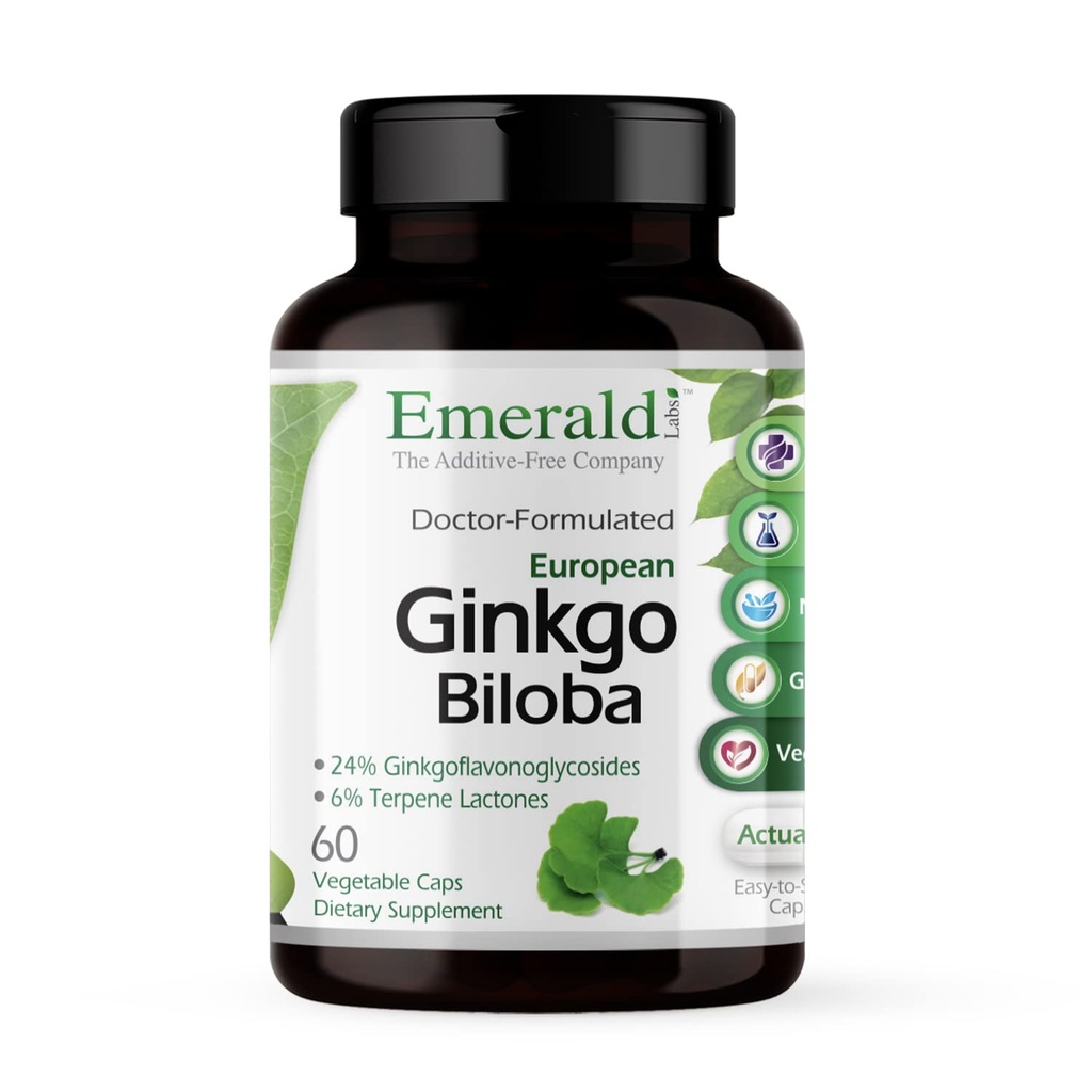 EMERALD LABS Ginkgo Biloba Extract - Brain Health Supplement - Tilbyr Antioksidant og energi støtte - 60 Grønnsaker Kapsler (30-dagers forsyning)