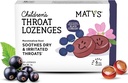 Matys Kids Throat Lozenges for alderen 6 år gammel +, Tasty Black Currant Flavor, Soothe Tørr og irritert Throats & Stemninger med Marshmallow Root, Sukkerfri, Vegan, Dye gratis, alkoholfri, 20 greve