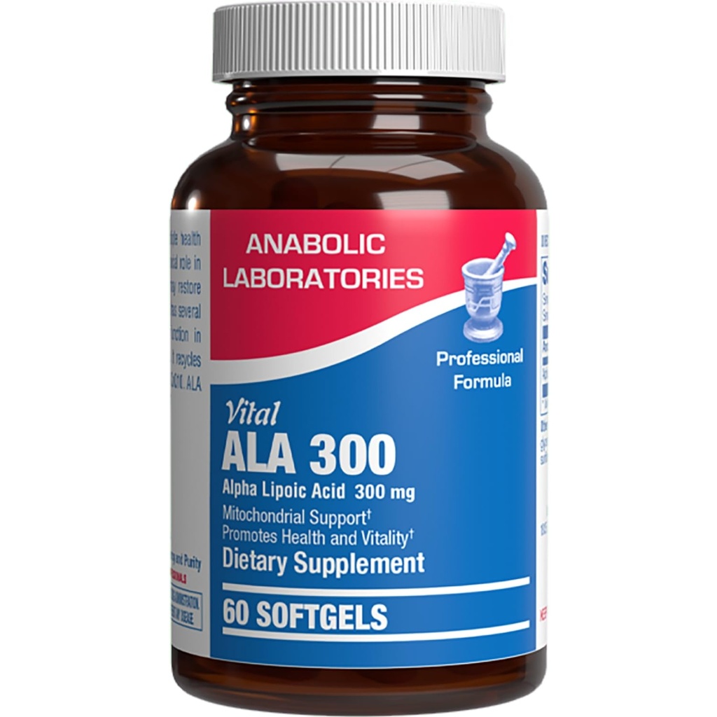 Alfa Lipoic Acid 300mg - klinisk formel ALA Supplement for Liver Eye Brain Mitokondrie Energi Antioksidant & Nerve Support - Ikke-GMO Soya Gratis og lett å svelge Softgels - 60 Serveringer
