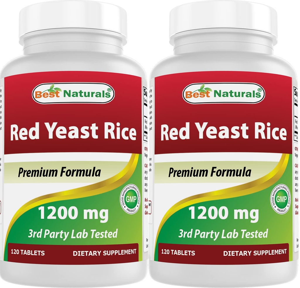Best Naturals Red Yest Rice 1200 mg (Non-GMO) 120 tabletter (120 greve (pakke på 2))