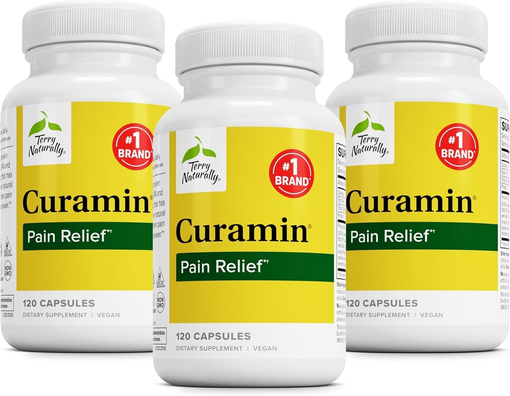 Terry Naturally Curamin - Curcumin Supplement for sirkulasjon og endorfin Støtte - Støtte for Avslappende Discomfort - Hjelper Sunn Muskel - 120 Kapsler (Pack of 3)