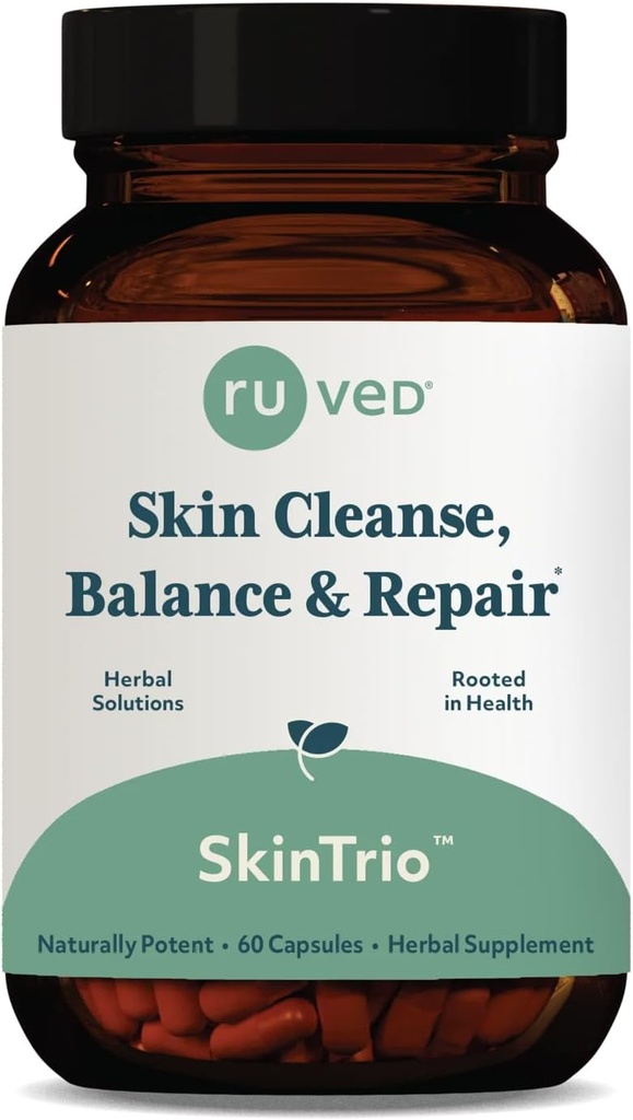 Ruved SkinTrio - Neem Supplement med organisk Neem Extract & Amla, hud og mikrobiom støtte Supplement - 60 vegetariske kapsler (1 greve)