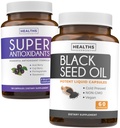Antioksidanter & svart frøolje (1-måneders forsyning) Super Antioksidant Supplement med Acai Berry, Goji Berry, Pomegranate & Trans Resveratrol (120 kapsler) & Black Seed Oil (Non-GMO & Vegan) 60 kapsler