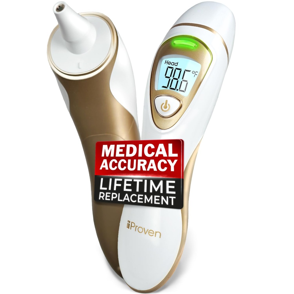 iProvèn Pro Series | Øre termometer med ikke-touch forhodefunksjon | Overlegen nøyaktighet for voksne, barn | Premium digital termometer for voksne og alle aldre