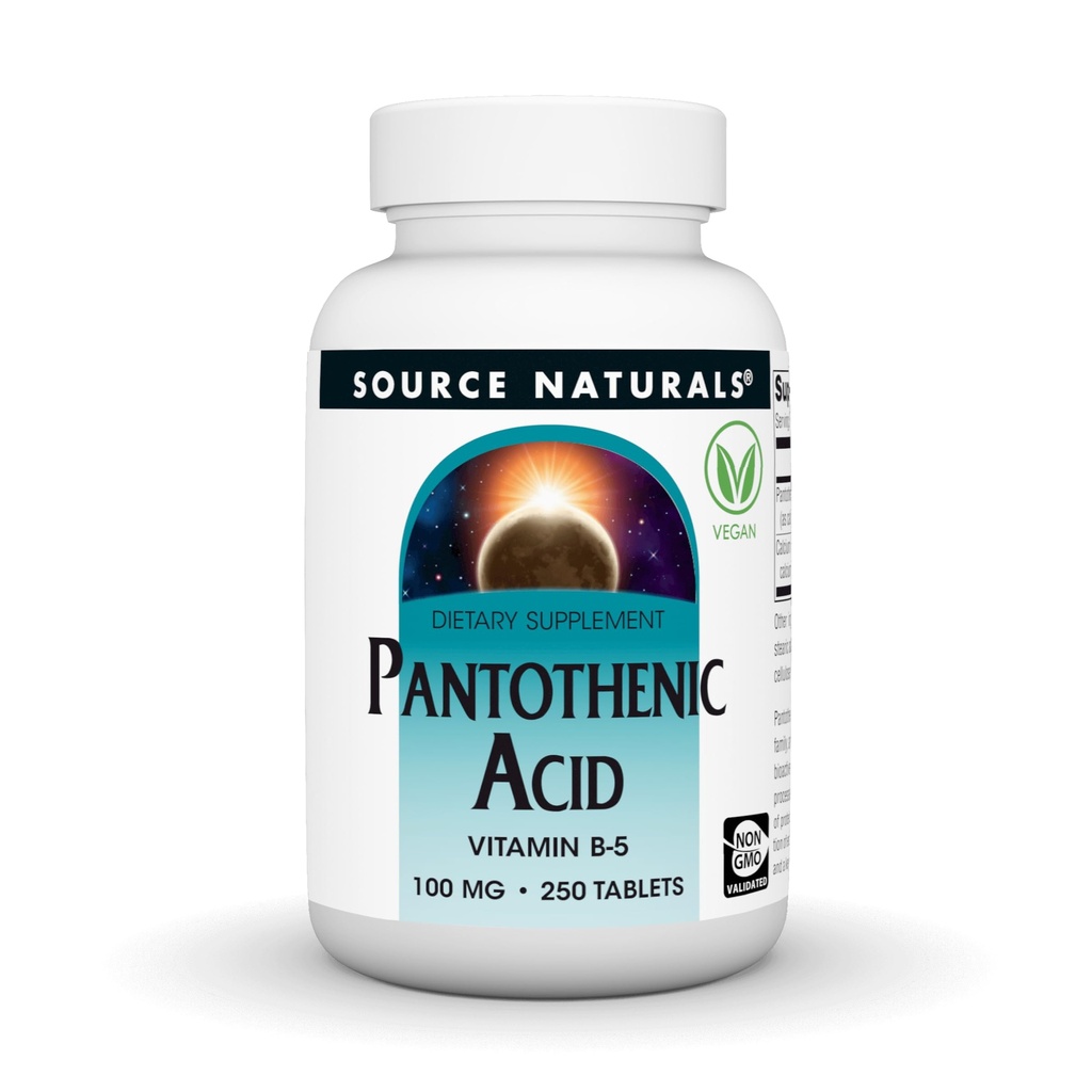 Kilde Naturals Pantotensyre 100 mg vitamin B-5 kosttilskudd - 250 tabletter