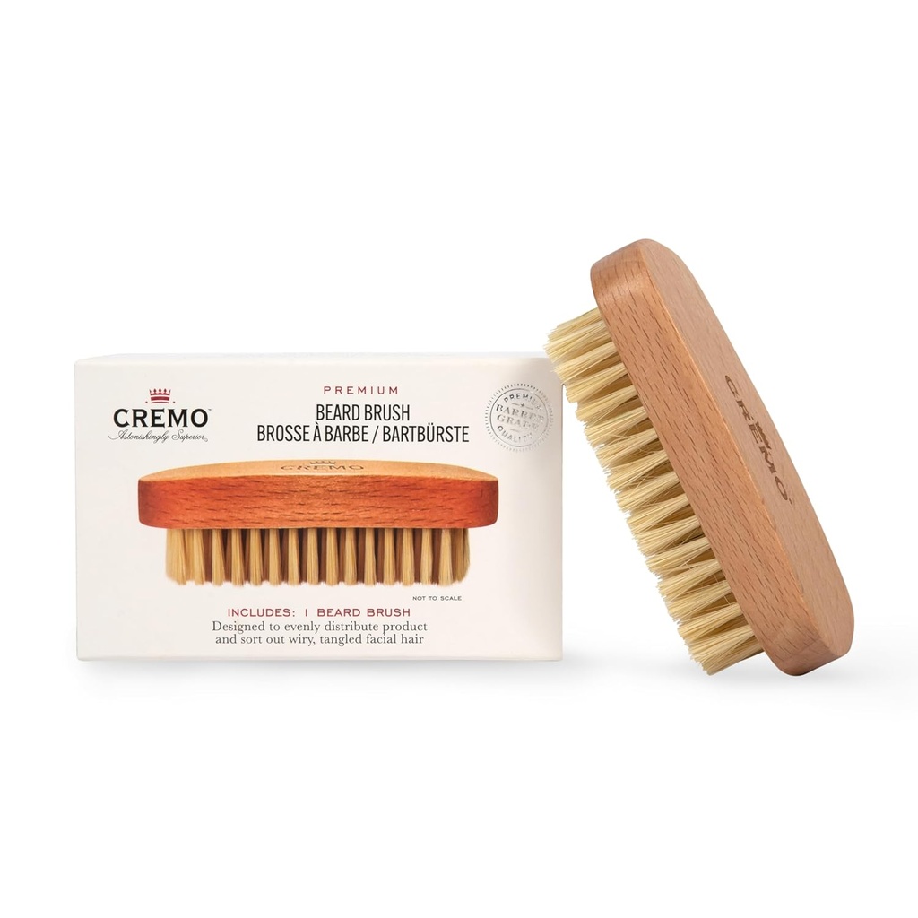 Cremo Beard Tilbehør, 100% Boar Bristle Beard børste med trehåndtak - Form, Stil og Groom Any Longth Facial Hair