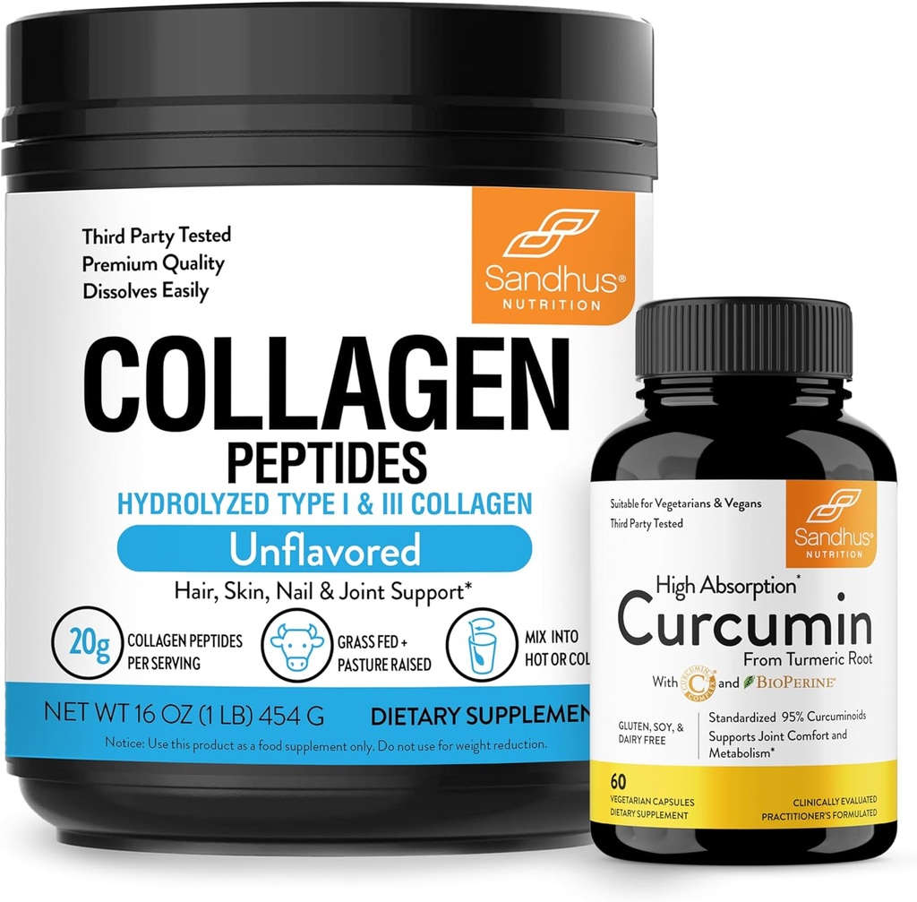 Sandhus collagen Peptider pulver & curcumin med Bioperine® støtter immunfunksjonen