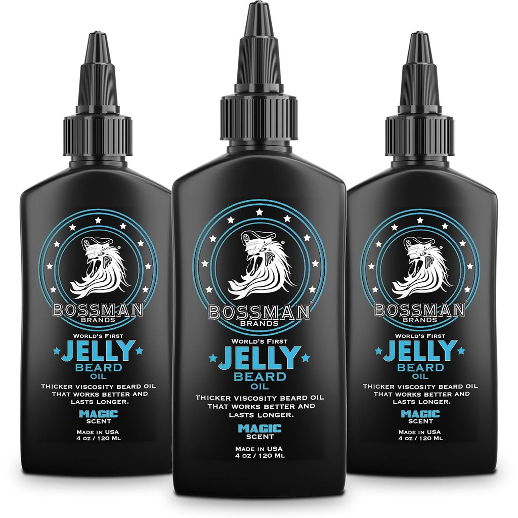 Bossman Jelly Beard Olje for menn - 3 Pack (12 oz i total, magi sent) - Softens, moisturizes og betingelser med naturlige ingredienser