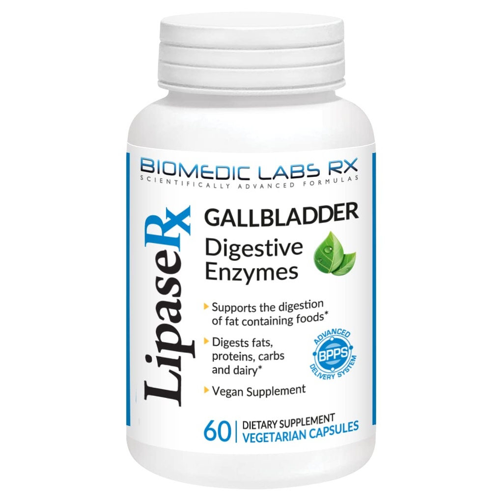 Gallbladder Formula, Lipase, Protease og Amylase Digestive Enzymer å redusere Bloating - Vegetarisk formel, 60 Veg Kapsler